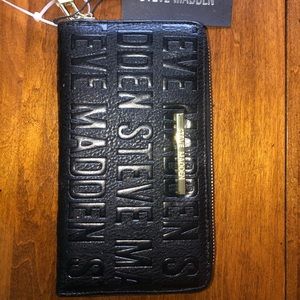 Steve Madden Logo Wallet Wristlet Organizer Black